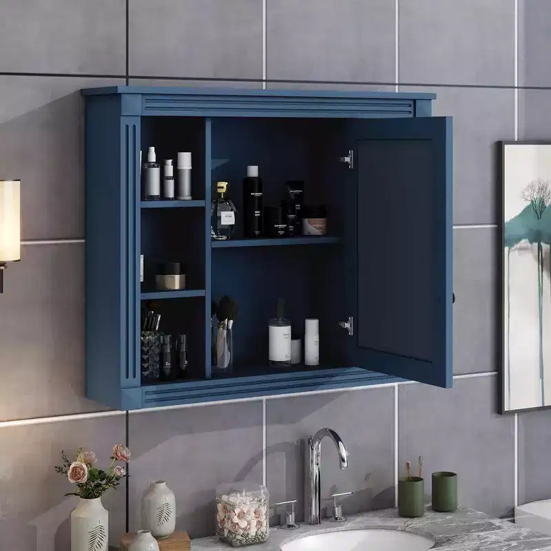 Armoire de toilette murale avec miroir, meuble de rangement de salle de bain, armoire murale de salle de bain avec 6 étagères ouvertes pour la salle de bain