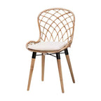 Ensemble de salle à manger 5 pièces Baxton Studio Sabelle moderne bohème en bois et rotin