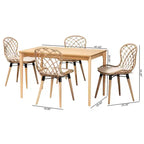Ensemble de salle à manger 5 pièces Baxton Studio Sabelle moderne bohème en bois et rotin