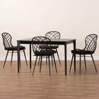 Ensemble de salle à manger 5 pièces Baxton Studio Sabelle moderne bohème en bois et rotin