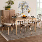 Ensemble de salle à manger 5 pièces Baxton Studio Sabelle moderne bohème en bois et rotin