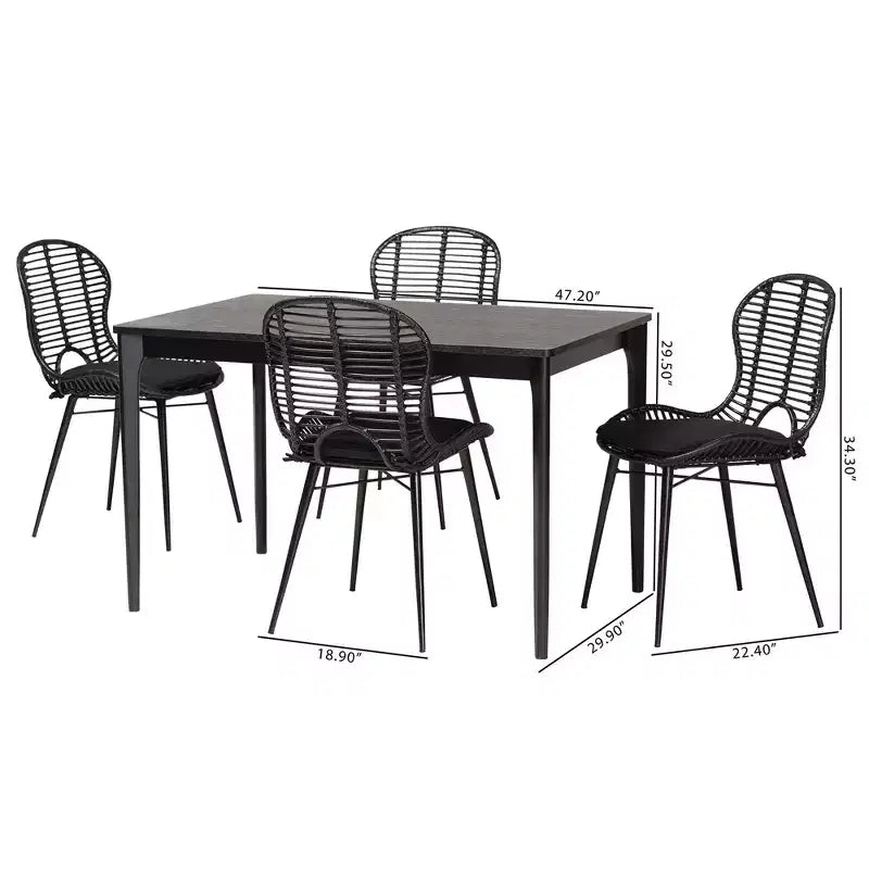 Baxton Studio Brenna Modern Bohemian Wood 5-Piece Dining Set