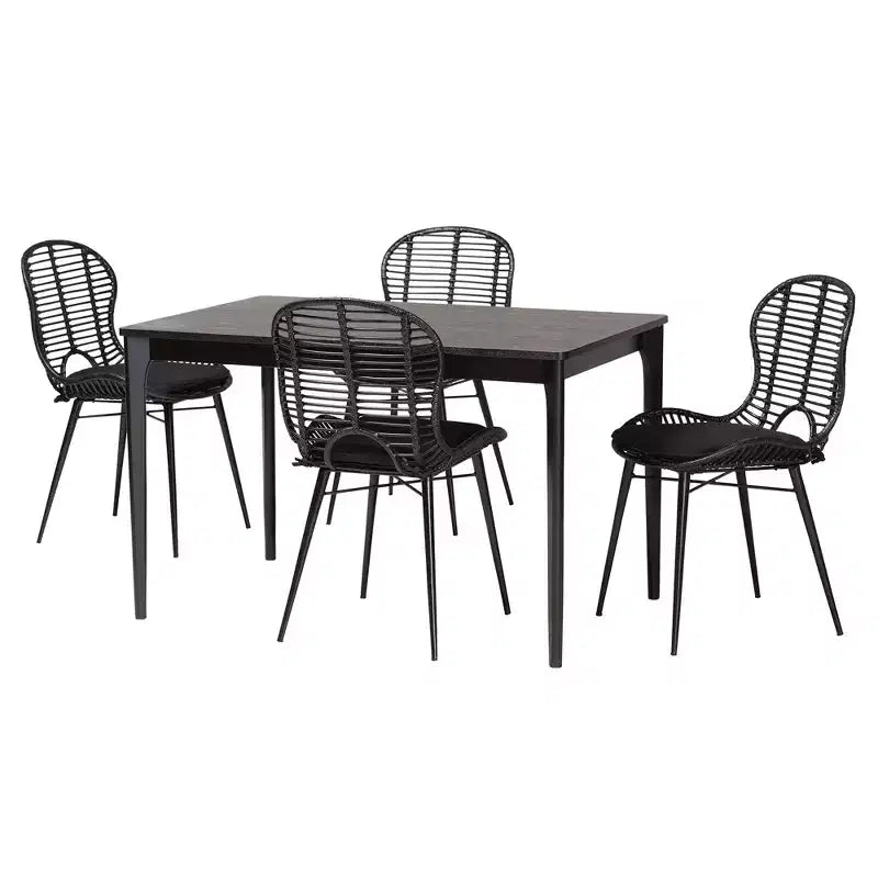 Baxton Studio Brenna Modern Bohemian Wood 5-Piece Dining Set