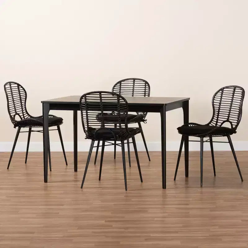 Baxton Studio Brenna Modern Bohemian Wood 5-Piece Dining Set