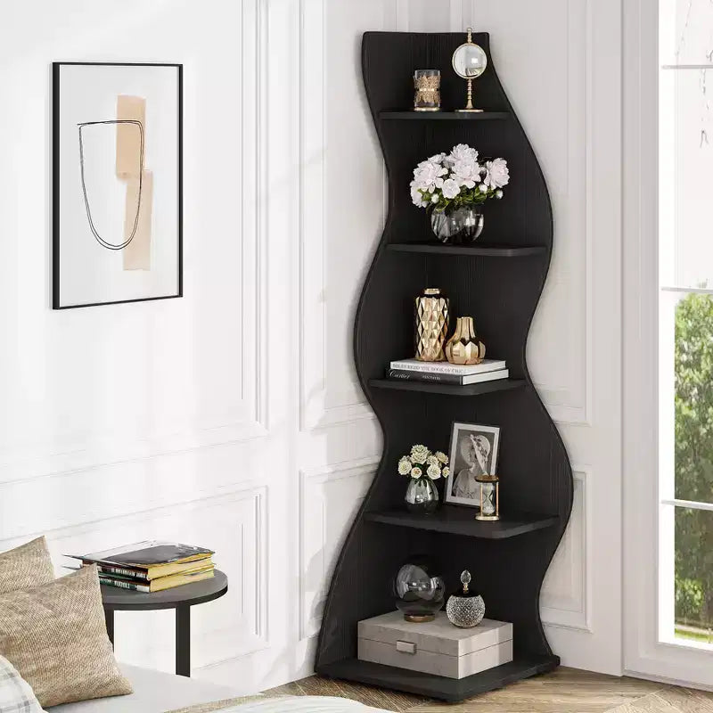 Tribesigns 5-Tier Corner Bookshelf, Small Bookcase with Unique Shape