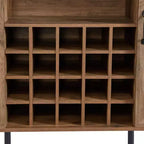 Meuble de Rangement 38.2H en Bois Rustique et Rotin Synthétique avec Compartiments Carrés, Étagères, 2 Portes et Tablettes Amovibles, 4Q -ModernLuxe