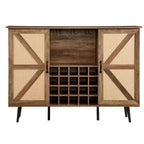 Meuble de Rangement 38.2H en Bois Rustique et Rotin Synthétique avec Compartiments Carrés, Étagères, 2 Portes et Tablettes Amovibles, 4Q -ModernLuxe