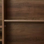 Meuble de Rangement 38.2H en Bois Rustique et Rotin Synthétique avec Compartiments Carrés, Étagères, 2 Portes et Tablettes Amovibles, 4Q -ModernLuxe