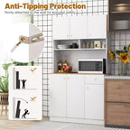 Costway 71 Tall Pantry Cabinet with Outlets USB Ports Anti-Tipping Kits Adjustable Shelves White