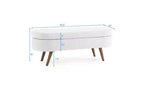 Oval Linen Storage Bench with Rubber Wood Legs For Entryway Living Room Bedroom End of Bed, Beige/White/Gray 43.5*16*16in