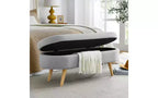 Oval Linen Storage Bench with Rubber Wood Legs For Entryway Living Room Bedroom End of Bed, Beige/White/Gray 43.5*16*16in