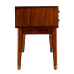 Banc de rangement rembourré Mid-Century Modern, fini Sienne foncé, coussin ivoire