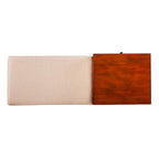 Banc de rangement rembourré Mid-Century Modern, fini Sienne foncé, coussin ivoire
