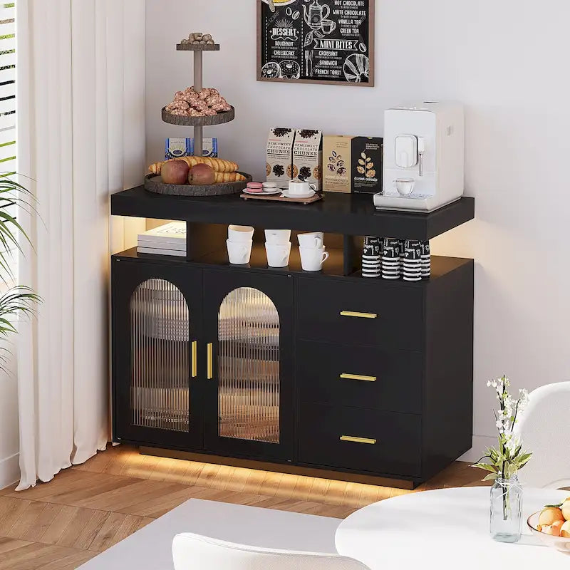 39Buffet large avec éclairage LED - N/A