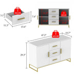 Buffet crédence à deux portes et trois tiroirs de 47 po - 47,2 long.