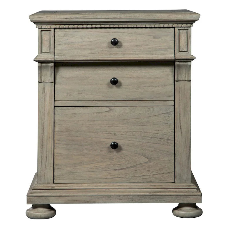 Classeur de direction 2 tiroirs, 24,5" (62,2 cm) de large, format lettre/légal, finition bois flotté, laiton antique
