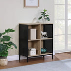 Bibliothèque de rangement 4 cubes de 29 po de largeur, conception industrielle en bois et métal, 15 lb par cube, 3 finitions