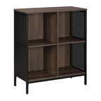 Bibliothèque de rangement 4 cubes de 29 po de largeur, conception industrielle en bois et métal, 15 lb par cube, 3 finitions