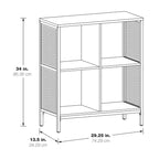 Bibliothèque de rangement 4 cubes de 29 po de largeur, conception industrielle en bois et métal, 15 lb par cube, 3 finitions