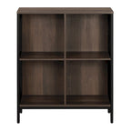 Bibliothèque de rangement 4 cubes de 29 po de largeur, conception industrielle en bois et métal, 15 lb par cube, 3 finitions