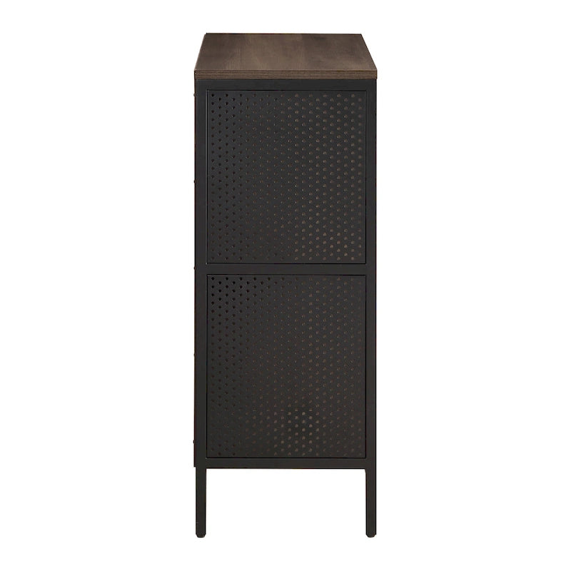 Bibliothèque de rangement 4 cubes de 29 po de largeur, conception industrielle en bois et métal, 15 lb par cube, 3 finitions