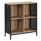 Bibliothèque de rangement 4 cubes de 29 po de largeur, conception industrielle en bois et métal, 15 lb par cube, 3 finitions