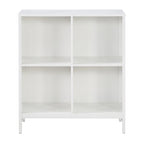 Bibliothèque de rangement 4 cubes de 29 po de largeur, conception industrielle en bois et métal, 15 lb par cube, 3 finitions