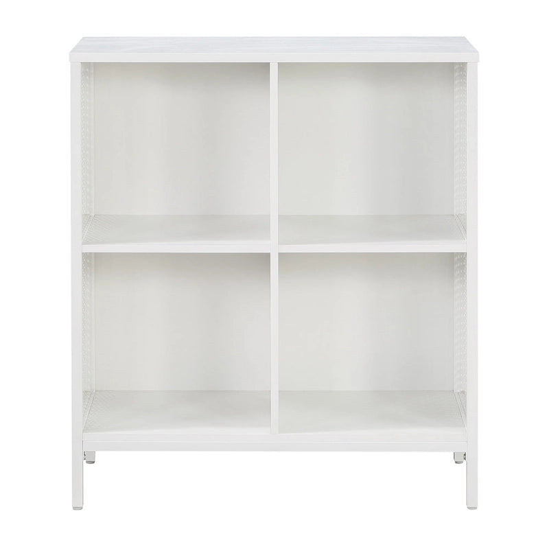Bibliothèque de rangement 4 cubes de 29 po de largeur, conception industrielle en bois et métal, 15 lb par cube, 3 finitions
