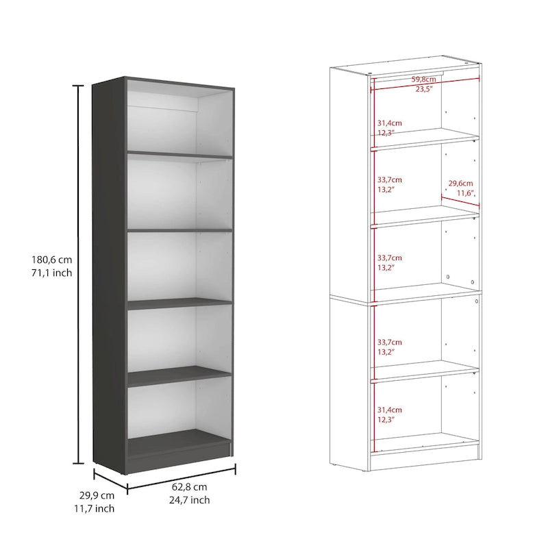 Lot de 2 bibliothèques larges Kenyon Tall à 5 étagères - S.O.