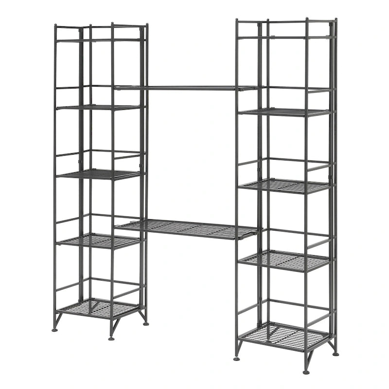 Étagère métallique pliable à 5 niveaux avec 2 tablettes extensibles, aucun outil requis, hauteur 51,5 po, 2 couleurs