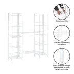 Étagère métallique pliable à 5 niveaux avec 2 tablettes extensibles, aucun outil requis, hauteur 51,5 po, 2 couleurs