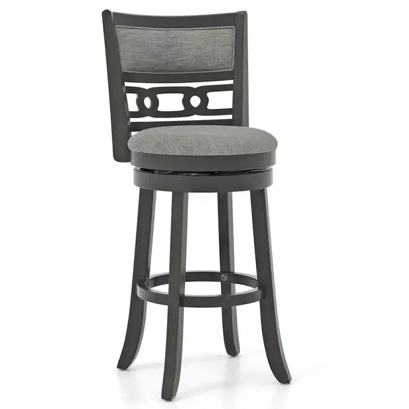 Costway 30.5 Upholstered Bar Stool Set of 1/2/4 with Wooden Frame Swivel Seat Footrest for Pub