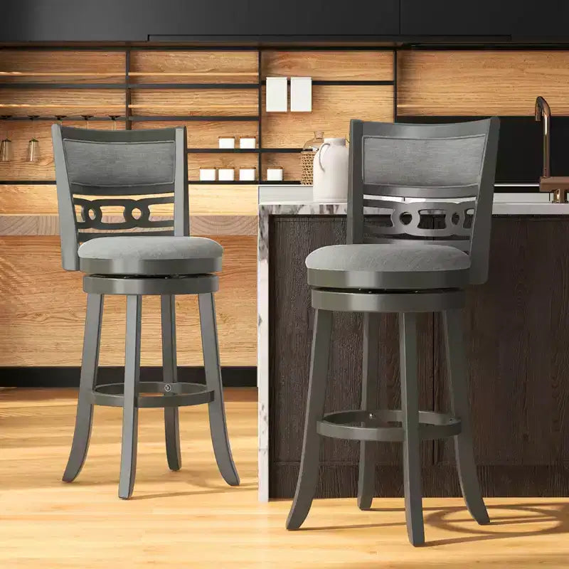 Costway Tabouret de Bar Rembourré 30.5 Lot de 1/2/4 avec Cadre en Bois, Siège Pivotant et Repose-Pieds pour Pub