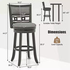 Costway Tabouret de Bar Rembourré 30.5 Lot de 1/2/4 avec Cadre en Bois, Siège Pivotant et Repose-Pieds pour Pub