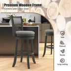Costway Tabouret de Bar Rembourré 30.5 Lot de 1/2/4 avec Cadre en Bois, Siège Pivotant et Repose-Pieds pour Pub