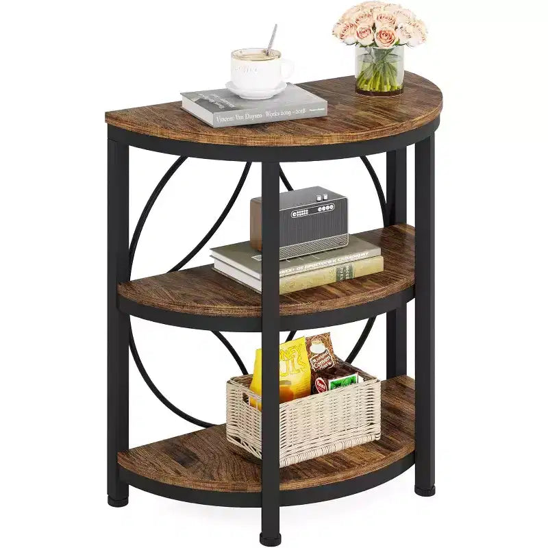 Tribesigns 3-Tier Semi Round End Table, Half Moon Accent Table