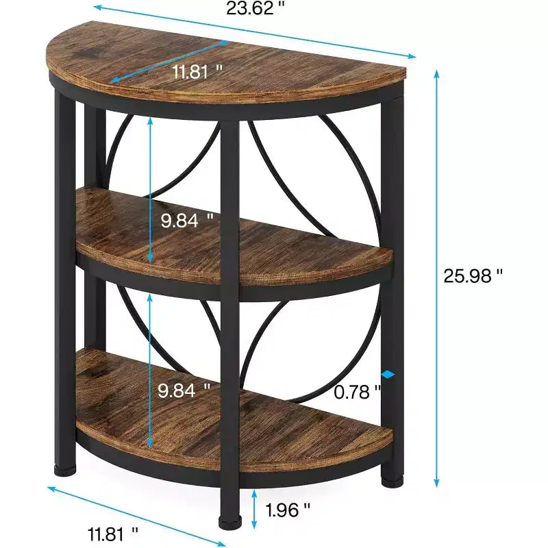 Tribesigns Table d'appoint semi-circulaire à 3 niveaux, Table d'appoint demi-lune