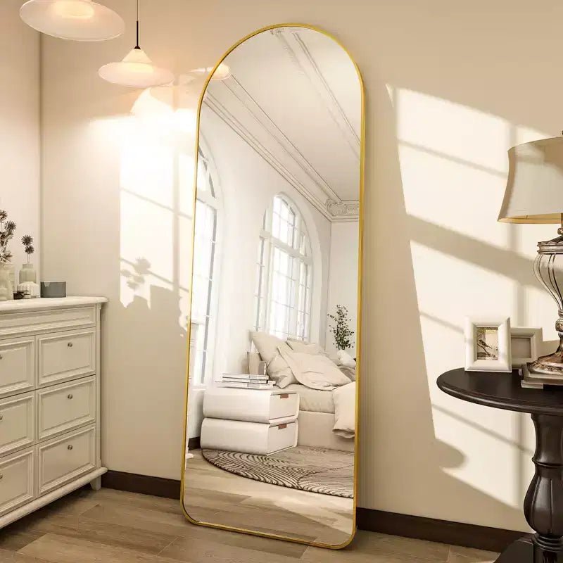 BEAUTYPEAK 64x21 Miroir pleine longueur rectangulaire avec dessus arrondi Miroir sur pied en métal