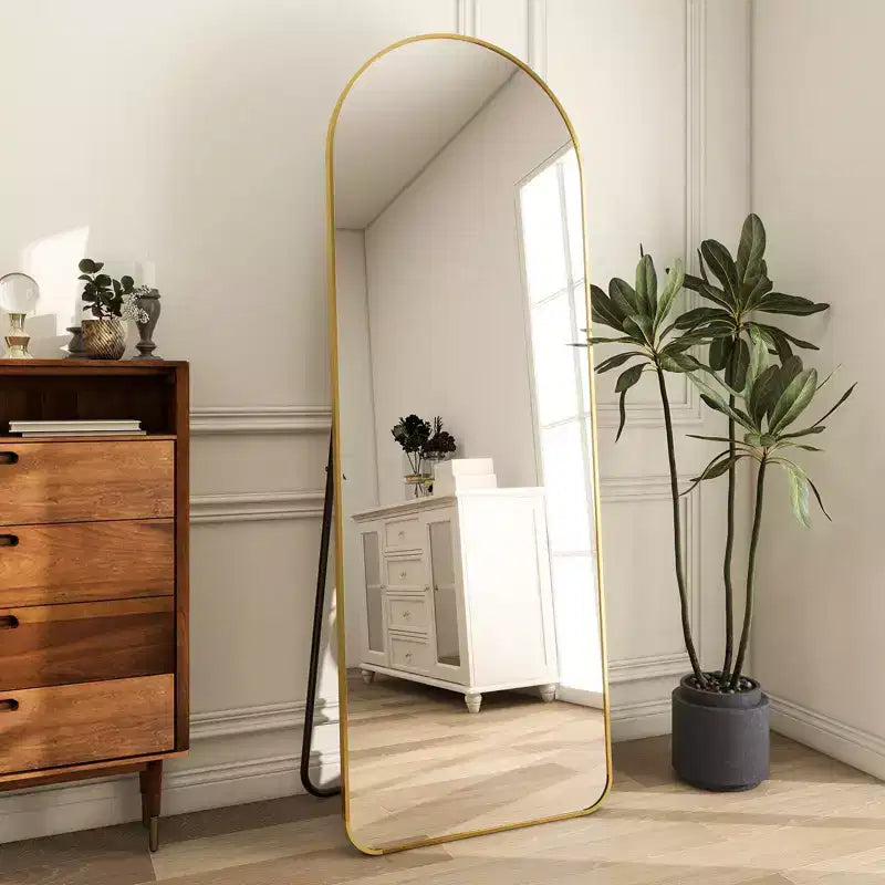 BEAUTYPEAK 64x21 Miroir pleine longueur rectangulaire avec dessus arrondi Miroir sur pied en métal