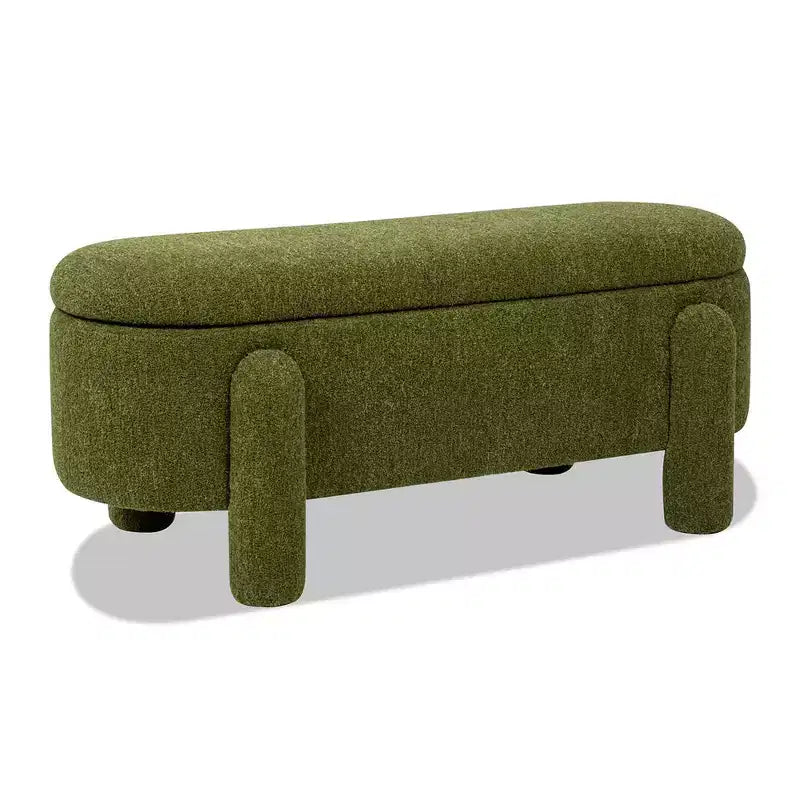 Banc de rangement entièrement rembourré ovale Hugo 49 po Jennifer Taylor Home