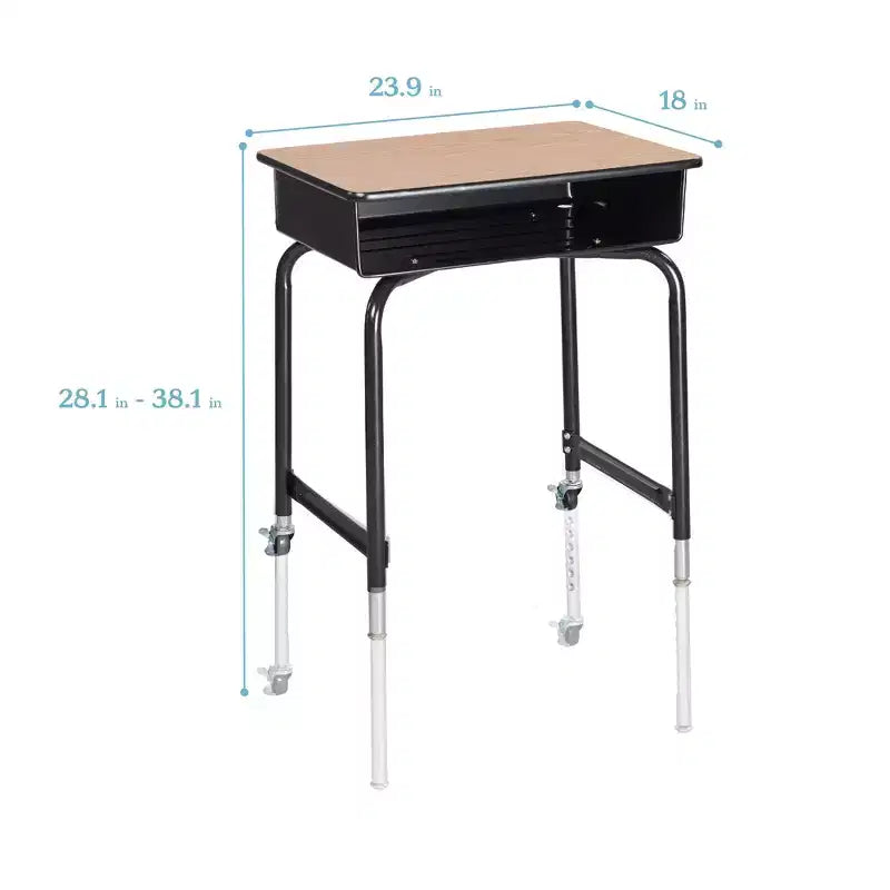 Bureau à dossier ouvert ECR4Kids avec casier de rangement en métal