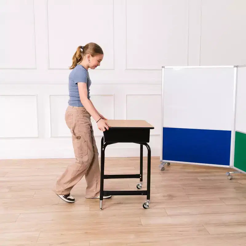 Bureau à dossier ouvert ECR4Kids avec casier de rangement en métal