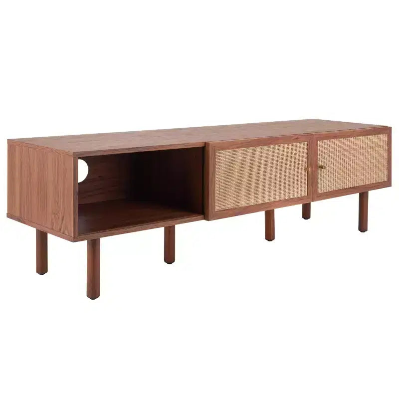 Silvanna 2 Door Media Stand - MED9604 - Walnut/Natural - Safavieh
