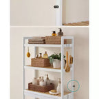 Étagère de Rangement au-dessus des Toilettes SONGMICS, Meuble de Rangement pour Salle de Bain à 3 Niveaux avec Étagère Réglable, S'adapte à la Plupart des Toilettes, Blanc Nuage et Beige Naturel