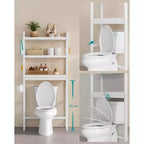 Étagère de Rangement au-dessus des Toilettes SONGMICS, Meuble de Rangement pour Salle de Bain à 3 Niveaux avec Étagère Réglable, S'adapte à la Plupart des Toilettes, Blanc Nuage et Beige Naturel