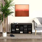 VASAGLE Banc à chaussures avec coussin, Banc de rangement avec assise rembourrée, Banc d'entrée avec 15 compartiments pour chambre à coucher