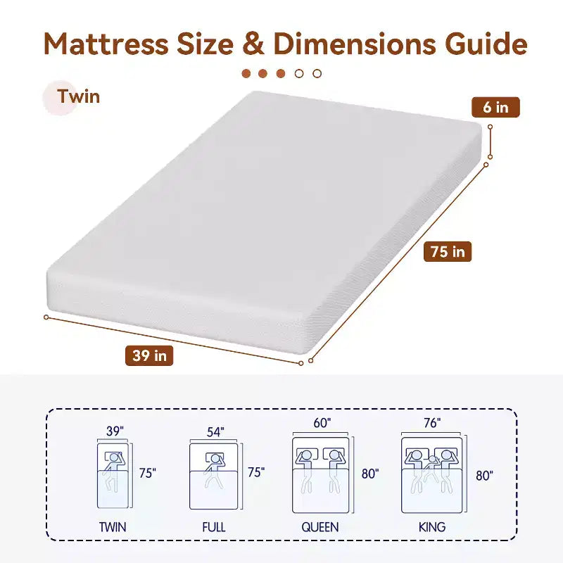 FDW 6 inch Bamboo Charcoal Memory Foam Mattress Cooling Gel Infused CertiPUR-US Certified Breathable Bed Mattress for Cooler Sleep,White