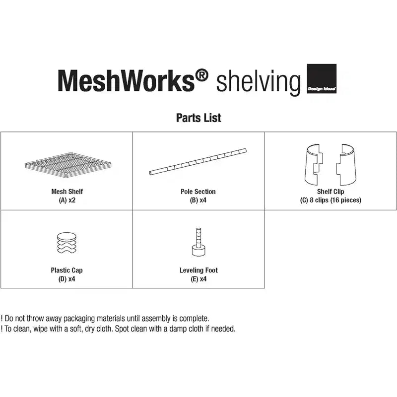 Idées de design MeshWorks : Étagère de rangement en métal à 2 niveaux