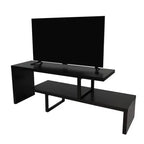Meuble TV LeisureMod Orford Collection avec étagères en MDF et pieds en fer thermolaqué - Meuble console multimédia, salon moderne, centre de divertissement, rangement