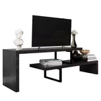 Meuble TV LeisureMod Orford Collection avec étagères en MDF et pieds en fer thermolaqué - Meuble console multimédia, salon moderne, centre de divertissement, rangement